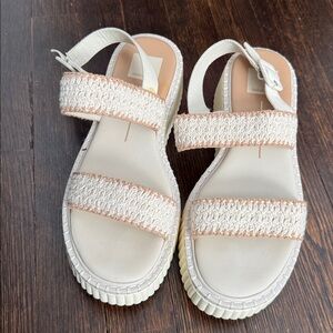 Women's Cream and Tan wedge Sandals Sz 7.5